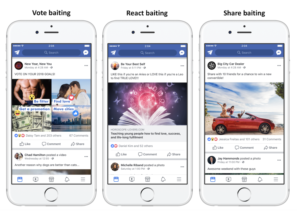 Примеры постов в Facebook с engagement bait