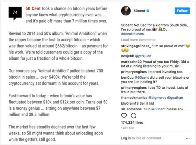 Публикация 50 Cent в Instagram