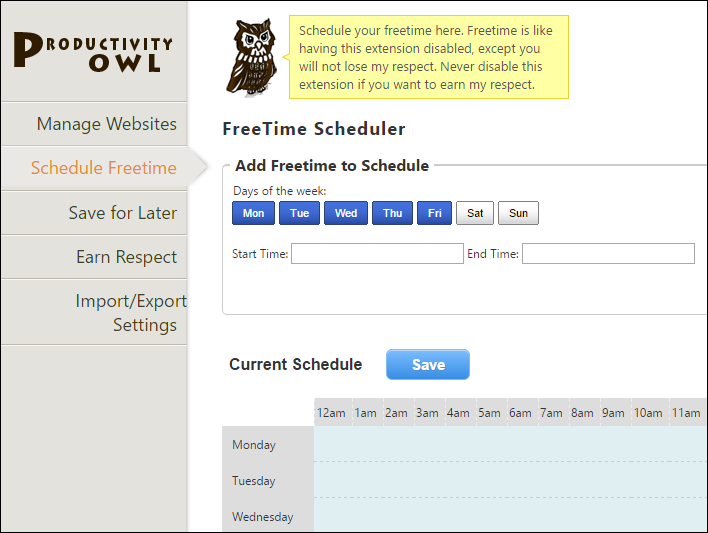 Productivity Owl для борьбы с прокрастинацией - бесплатно в браузере Google Chrome