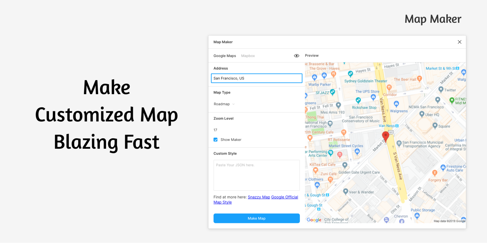 Map Maker — кастомизатор карт Google Maps и Mapbox