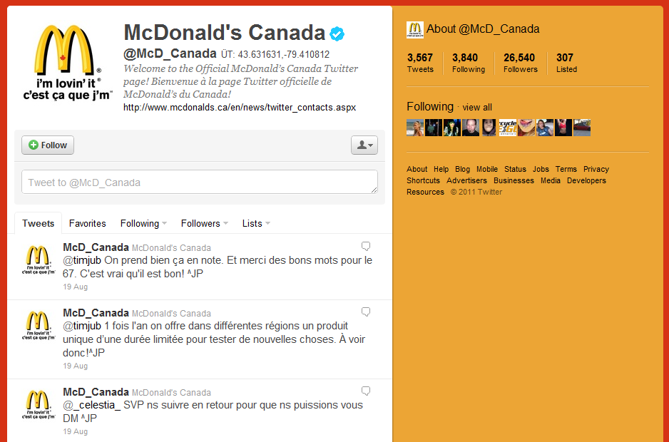 McDonald's Canada Twitter