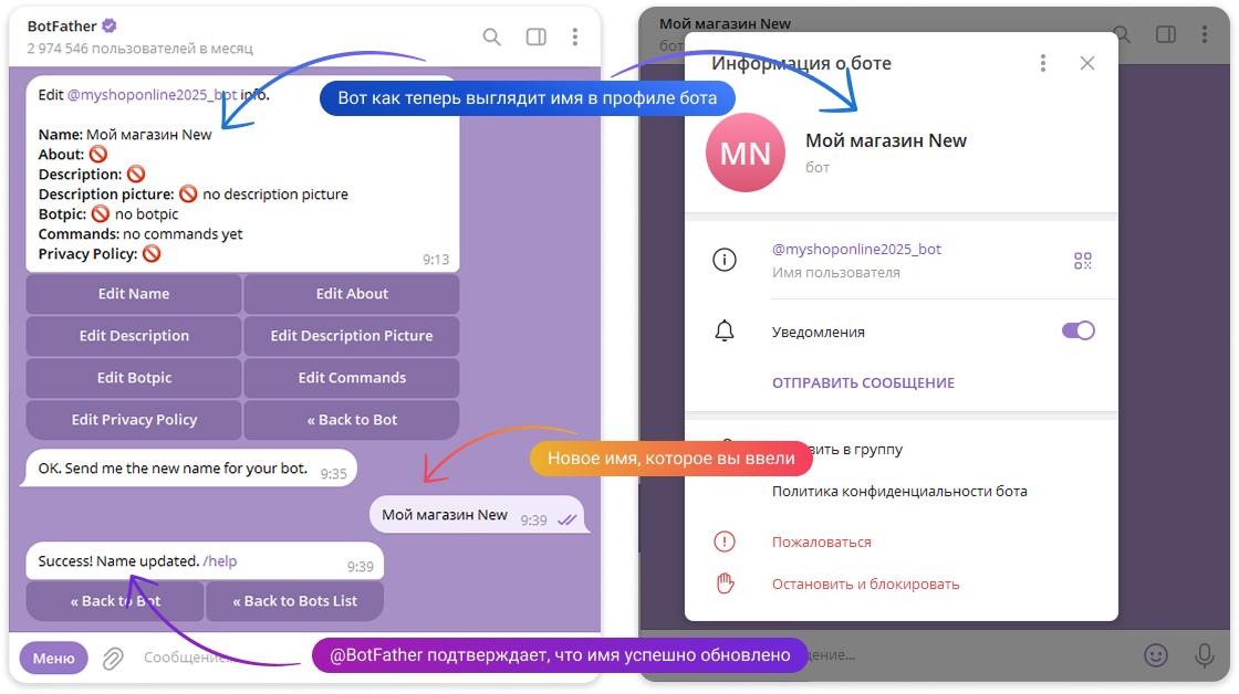 Задаем имя боту