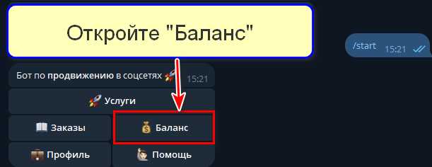 Раздел Баланс