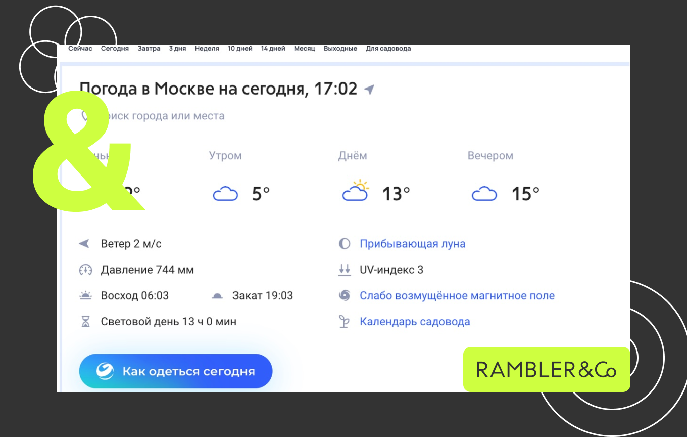Портал «Рамблер» запустил ИИ‑помощника, который поможет одеться по погоде