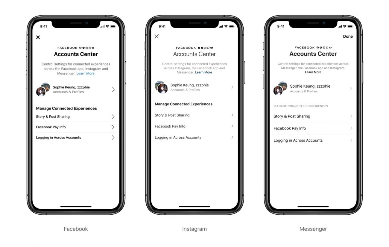 Facebook тестирует единую систему входа в Facebook, Instagram и Messenger — Account Center
