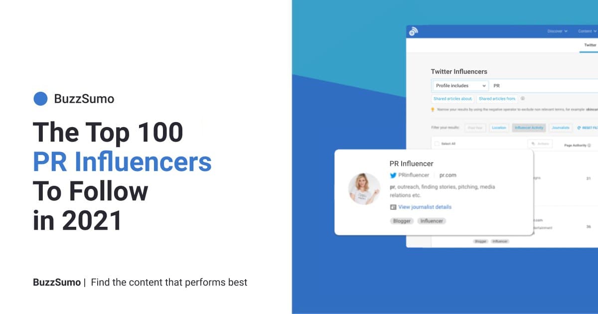 Топ-100 PR-инфлюенсеров по версии BuzzSumo, на которых стоит подписаться в Twitter в 2021 году