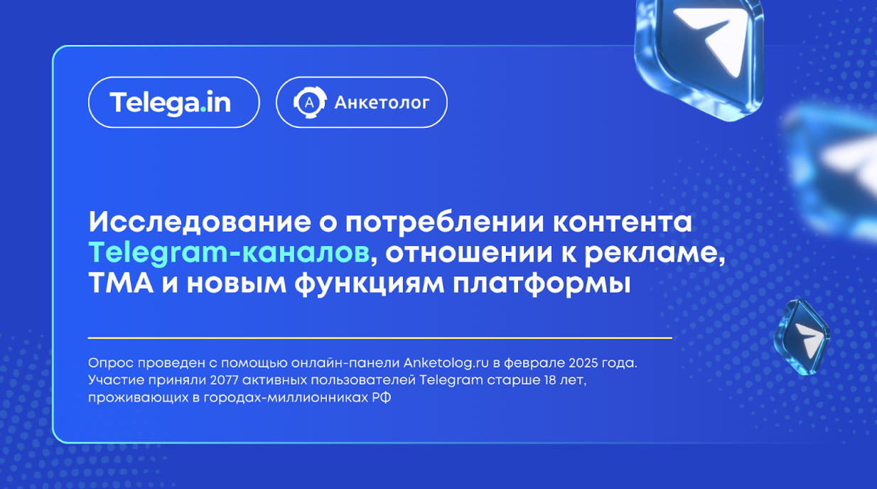 Исследование о потреблении контента Telegram-каналов, отношении к рекламе и TMA 