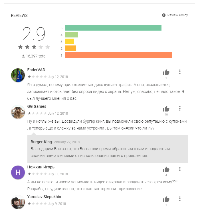 Рейтинг в Google Play