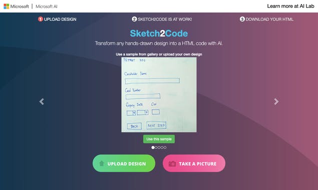 Sketch2code сгенерирует страничку по фотографии