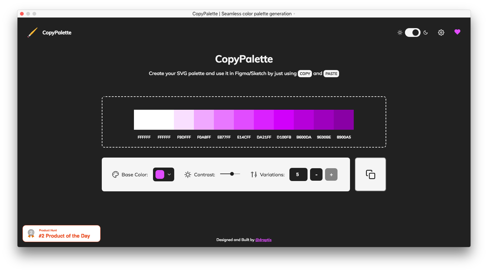 Сервис создания цветовых вариаций — Copy Palette