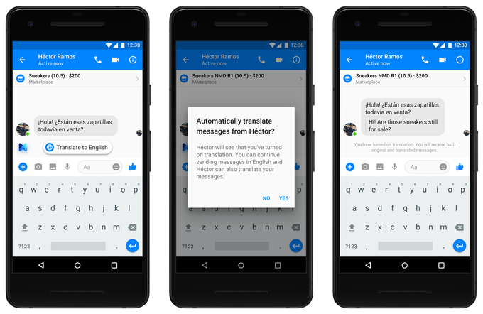 Переводчик в Facebook Messenger