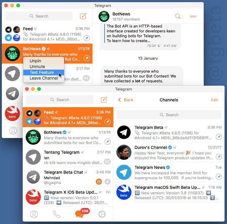 Группировка каналов в Telegram