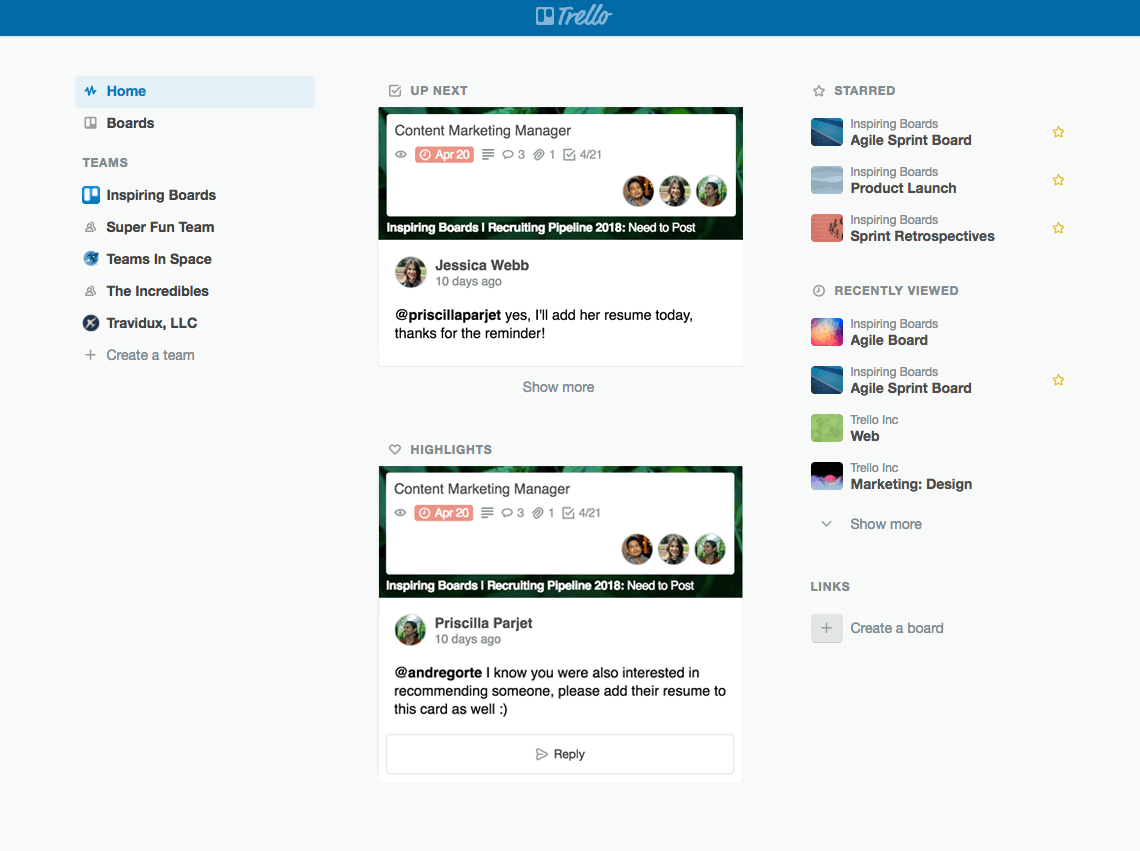 Новостная лента в Trello