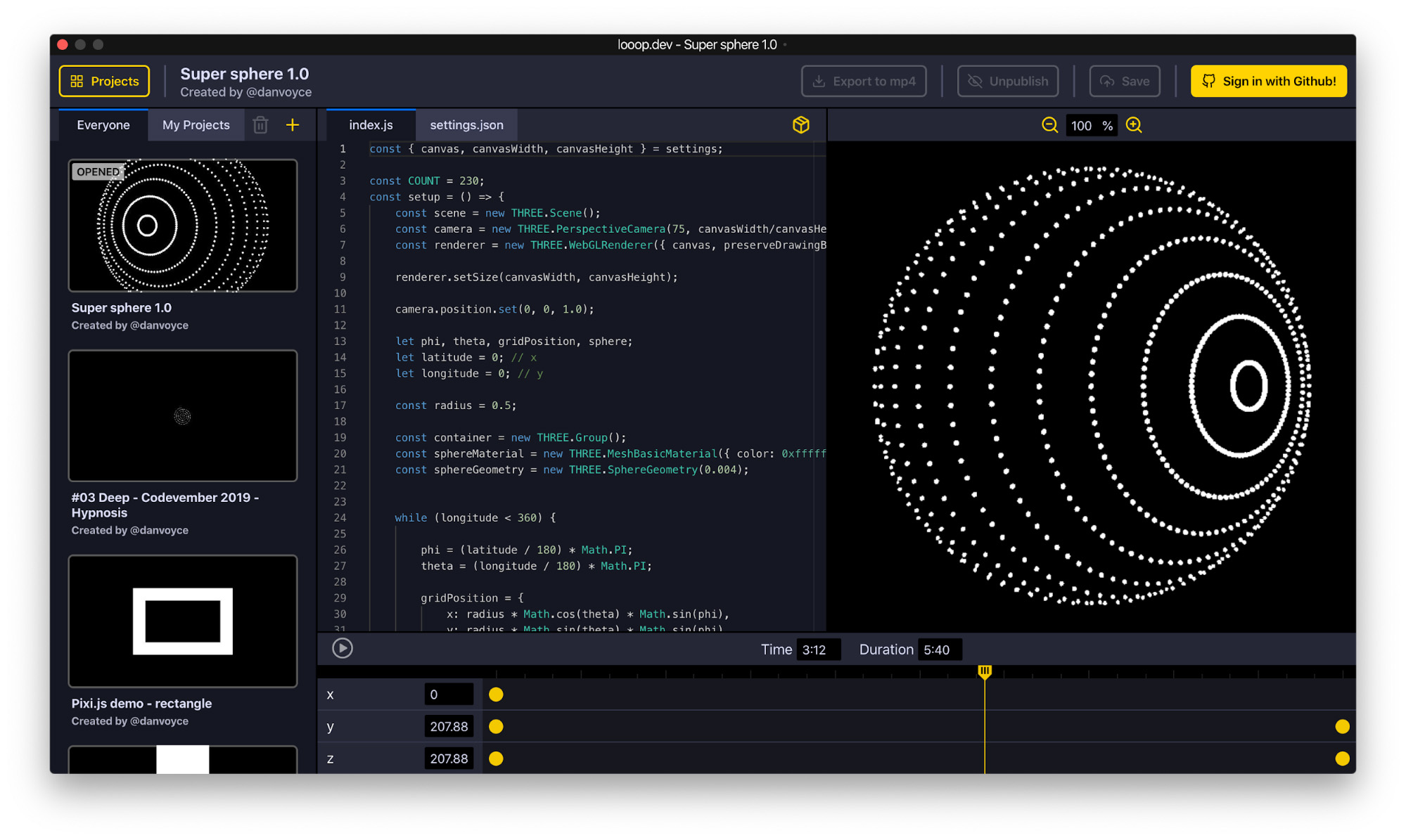 Loop.dev — штука для построения анимации прикольных вещей в коде