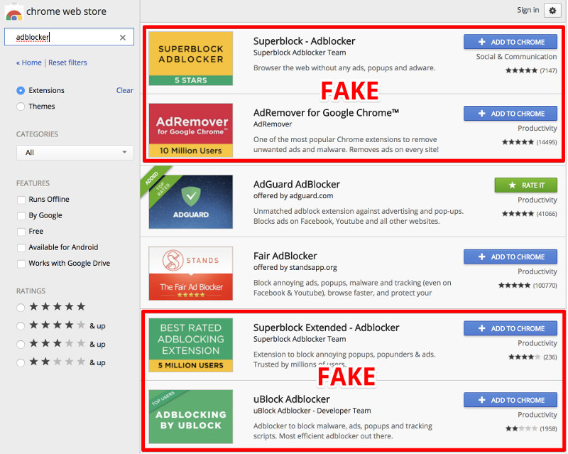 Фейки в Chrome Web Store