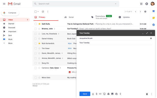 Функция Smart Compose в Gmail