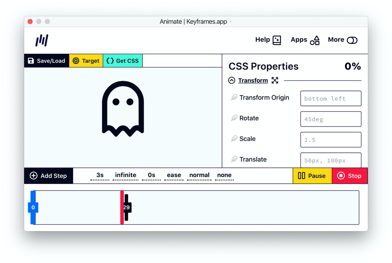 Визуальный онлайн-редактор для CSS Keyframes.app