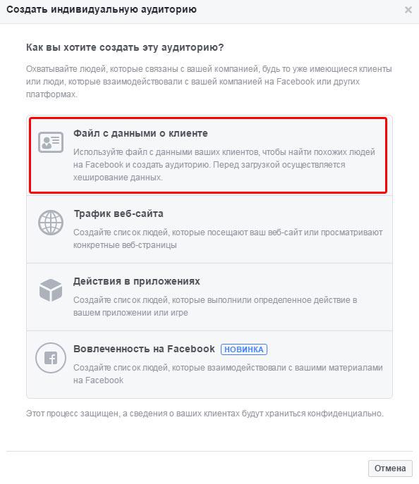 Индивидуализированная аудитория на Facebook