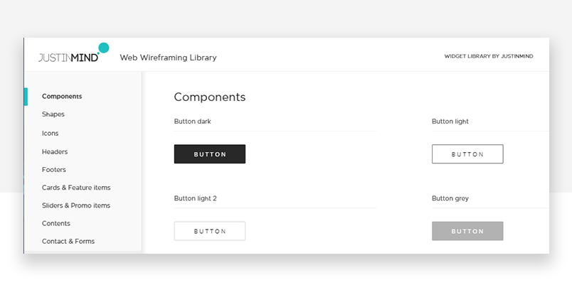 Web Wireframing Library - наборы готовых стилей кнопок для сайта