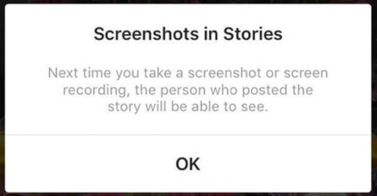 Уведомление автора скриншота Истории в Instagram