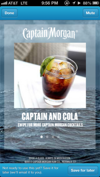 Реклама Captain Morgan в Foursquare