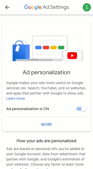 Настройка параметров персонализации рекламы в Google
