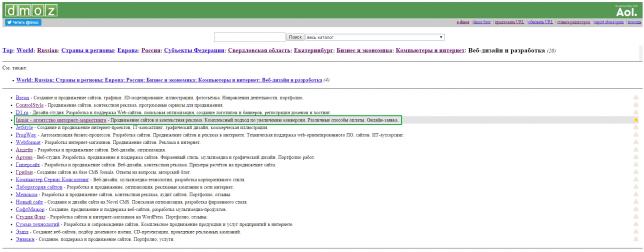 Регистрация в каталоге DMOZ